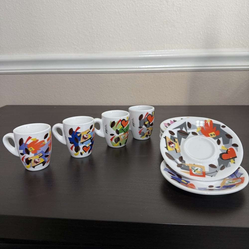 Gaggia Espresso Cup Set (4) Nespolo Special Edition 2008 Anniversary‎ Italy